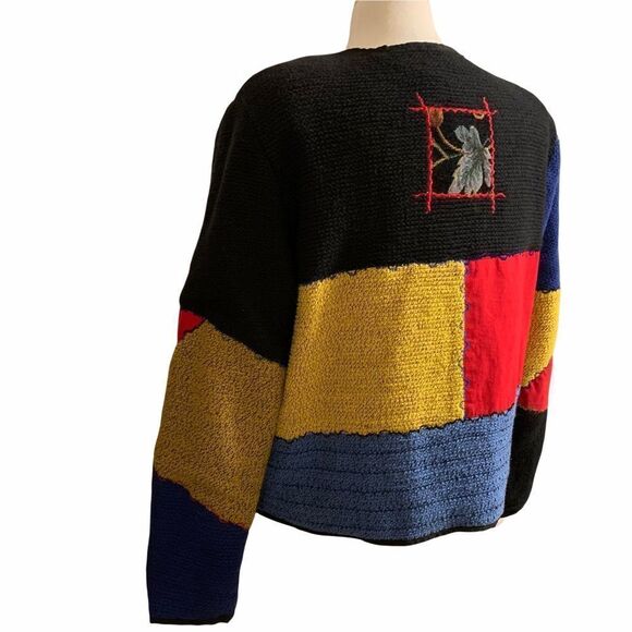 VTG Alex Kin Geometric Exclusive Embroidered ART Decoration Blazer/Cardigan PXL - Picture 5 of 7